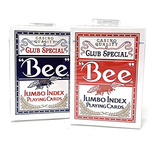 Bee 2 Decks Jumbo Playing Cards Red & Blue Deck Casino Quality Pricepulse