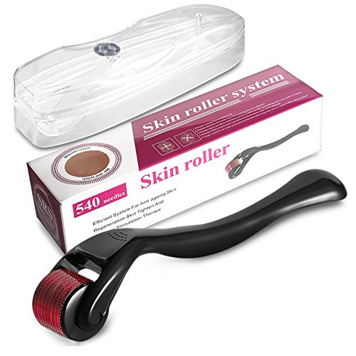 Derma Roller 540 Micro Needle Titanium Dermaroller Best Skin Care Kit With Free Case For Face by Lotus Health, 0.25 mm