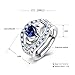 Valentine's Day 925 Sterling Silver Heart Rings Sapphire Princess Stacking Ring Set