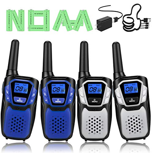 Walkie Talkies Rechargeable, 4 Pack Easy to Use Long Range Walky Talky