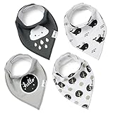 Bandana Bibs for Baby | Unisex Drool Bibs | Organic Cotton 4 Pack Absorbent | UNISEX | Modern Baby Gift Set