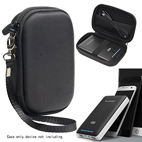 WGear Feature Designed Semi-Hard Case for RAVPower Portable Chargers 16750 RAVPower 16750mAh External Battery Pack, mesh Pocket for Cable, Fastening Elastic Strap, Wrist Strap (Ballastic Black)