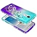 LG K20 Plus Case, LG K20 V/Harmony / K10 2017 / Grace LTE w/[Tempered Glass Screen Protector], NageBee Glitter Liquid Quicksand Waterfall Flowing Sparkle Bling Diamond Girls Cute Case -Aqua/Purple