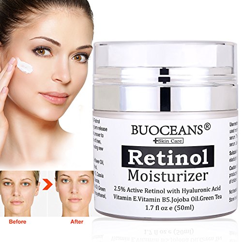 Retinol cream, Retinol Moisturizer Cream for face - With Retinol, Hyaluronic Acid, vitamin E and Green Tea, for Anti Aging, Wrinkles, Fine Lines, Acne, Redness, Best Day and Night Cream.1.7 Oz (Best Moisturiser For 30s)