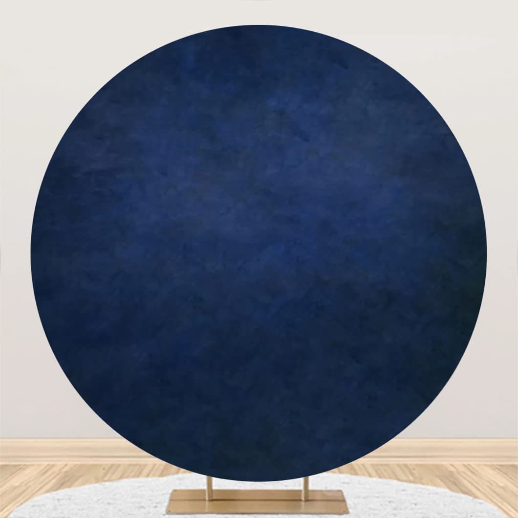 Aoihrraan 220cm Diameter Navy Blue Round Photography Backdrop Retro Blue Abstract Elegant Texture Vintage Background Newborn Kids Adults Professional Portrait Solid Color Photo Studio Props