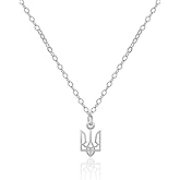 Ukrainian Trident Tryzub Necklace – 1 cm Minimalist Pendant on Dainty Cable Chain, Solid .925 Sterling Silver Necklace, Durable & Elegant Ukraine Jewelry Gift for Women