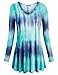 Miusey Fall Tunics to Wear with Leggings Women long Sleeve V Neck Shirt Flowy Pleated Tops