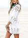 Wander Agio Beach Swimsuit for Women Sleeve Coverups Lace Bikini Cover Up White Diamond Hollow Out XS-S