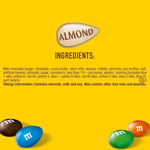 M&M’S ALMOND CHOCOLATE CANDY, FULL SIZE 2.83 OZ BAG, PACK OF 18 BULK CANDY CHOCOLATE