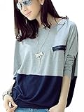 Uget Women's Round Neck Long Sleeves T-Shirt Tops
