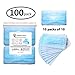 Sterile Field 100 Pack Disposable Face Masks with Elastic Ear Loop, 3 Ply Breathable and Comfortable for Blocking Dust Air Pollution Flu Protection (Blue)