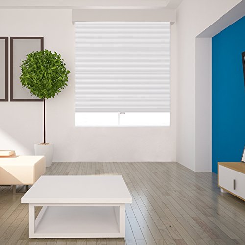 SUNFREE Cordless Cellular Shades Light Filtering Honeycomb Blinds Fabric Window Blinds 46x48, White