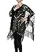 PrettyGuide Women's Evening Shawl Beaded 1920s Cape Poncho Fringed Cover Up Gold