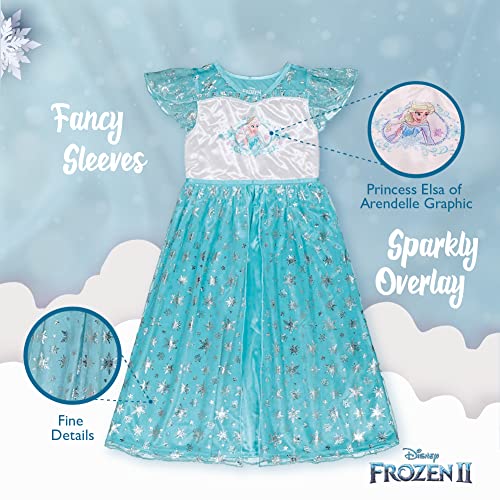 Disney Frozen Girls' Princess Dress Nightgown, Fantasy Gown, Soft & Cute Pajamas for Kids
