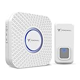 Tenswall Premium Portable Wireless Doorbell Kit, 52 Chime Tones, Operating at 1000ft/ 300m Range/ 1 Push Button W/ 1 Plug-In Door Chime & 1 Door Chime Battery-Powered (Black)