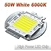 Hontiey High Power LED Chip 50W Pure White Light 6000K-6500K Bulbs 50 Watt Beads DIY Spotlights Floodlight COB Integration Lamp SMD