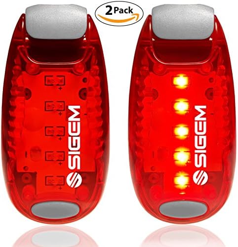 LED Safety Lights + FREE Bonuses | Clip on Flashing Strobe Light High Visibility for Running Jogging Walking Cycling Best reflective gear for Kids Dogs Bicycle Helmet and Bike Tail light (Red-Red)