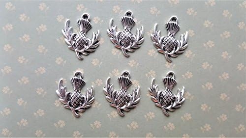 Antique Silver Thistle Charms (6) - L936