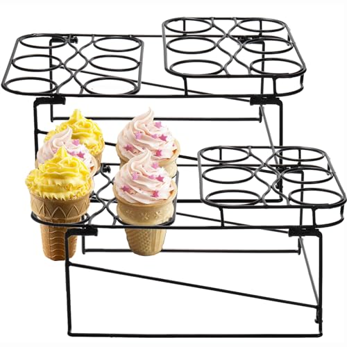 TOPZEA 2 Pack Ice Cream Cone Racks with 12