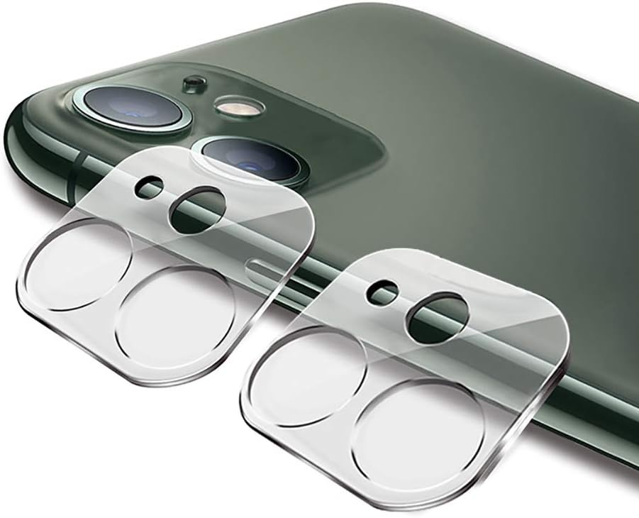 (2 Pack) Camera Lens Protector for iPhone 11, Real Tempered Glass, Full Lens Coverage, Scratch Resistant, Water & Dust Proof, Precise Cutouts, Firm Adherence, by WAKISAKI