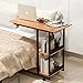 Jerry & Maggie - Movable Desk Office Home Desk Laptop Desk Lapdesk with 4 Wheels Flexible Wooden Stand Desk Cart Tray Side Table for Bed - Black & Natural Wood Tone