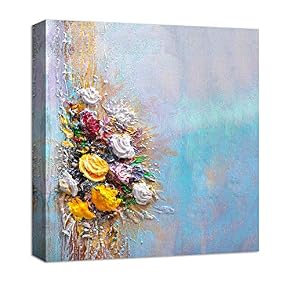 Abstract Oil Painting Features Flowers Painting Artwork for Home Framed