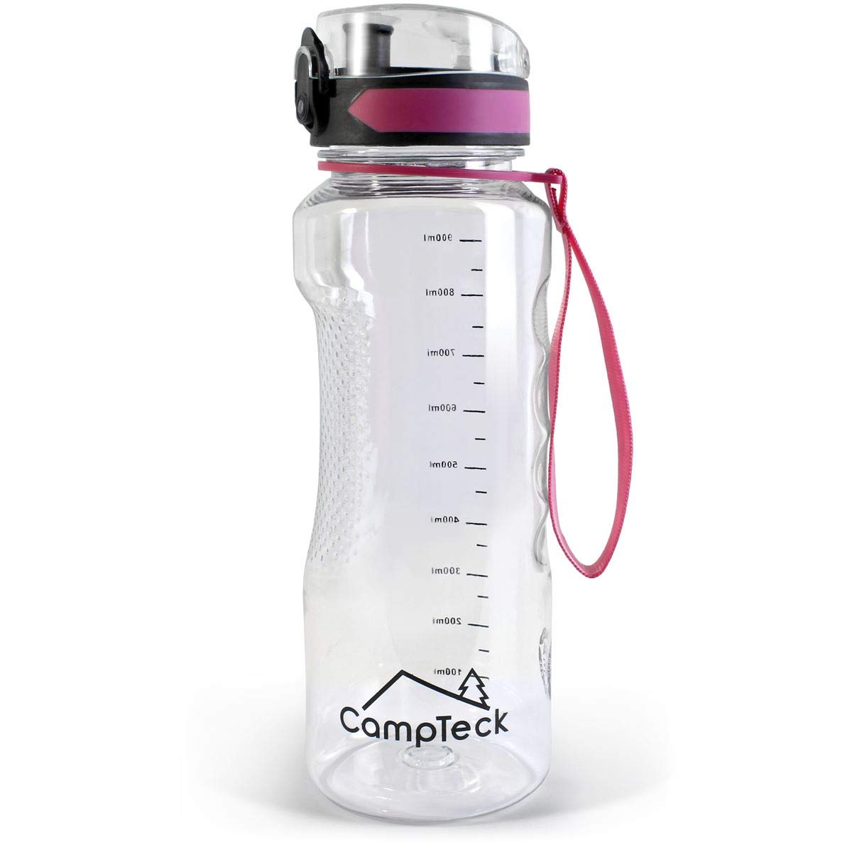 CampTeck U6970-1 litre water bottle (1000ml - 34 fl. oz.) Sports Drinks Bottle BPA Free Tritan - Leak Proof Flip Lock Lid - with Carry Strap - Pink - 1000ml (1Litre)