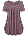 Nomorer Women's Scoop Neck Pleated Front Rolled Up Sides By Button Tops