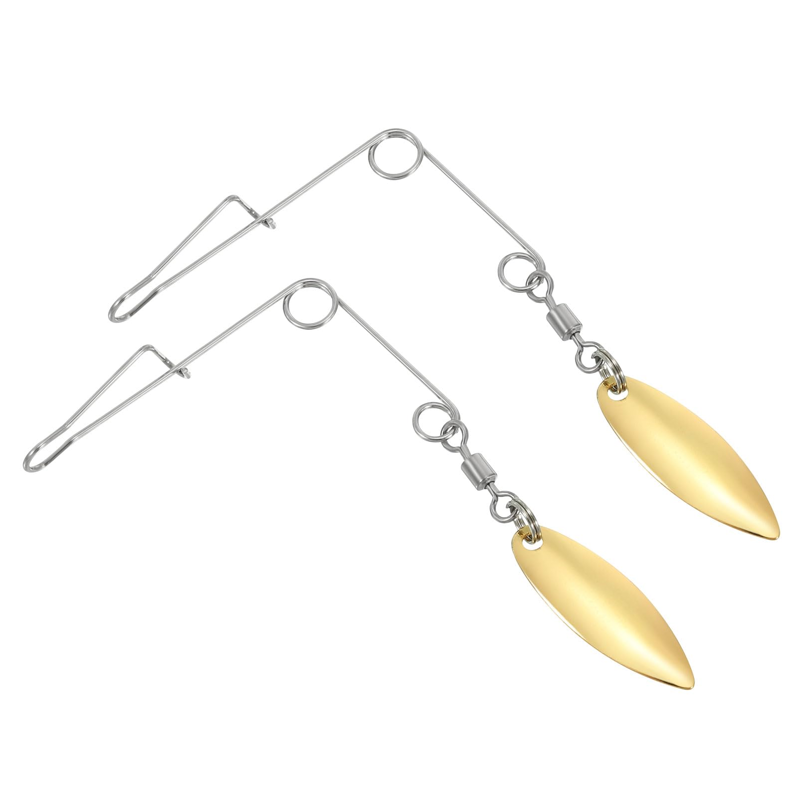 PATIKIL Fishing Spinnerbait Wire with Blade, 20Pcs Lure Making Supplies for Bass Fishing, Large-sized Willow Leaf, Gold Tone