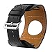 Apple Watch Band, V-MORO 42mm Genuine Leather Smart Watch Band Replacement with Adapter Metal Clasp for Apple Watch iWatch All Models-Cuff Bracelet Black 42mm