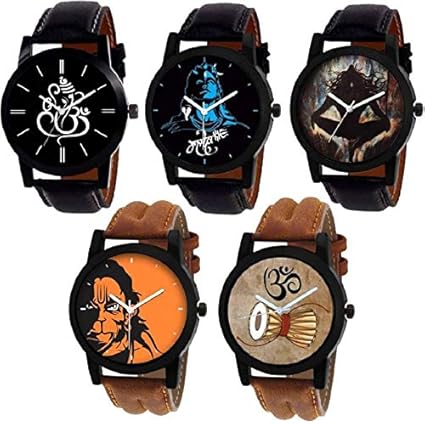 Black Color Dial Stylish Watches for Boys & Men (God-BR-21) Pack of 5