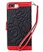 FLYEE Case Compatible with iPhone 7 Plus/8 Plus-5.5 inch,Wallet Case for Women and Girls with Card Holder and Mirror,Cards Slots Premium Leather Flip Case[Embossed] Cover Kickstand-Black
