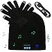 Bluetooth Knit Hat Headphones, Winter Beanie Slouchy Skullies Cap and Touchscreen Gloves Mitts for Men & Women, Wireless Stereo Heatsets Speaker Microphone and Volume Control (Black Hat +Black Gloves)