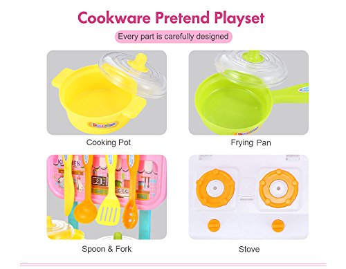 Ohomr Kids Household Playset Simulation Kitchen Toys Small Cart Pink