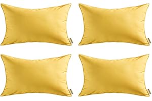 MIULEE Pack of 4 Decorative Outdoor Waterproof Pillow Covers Square Garden Cushion Cases PU Coating Throw Pillow Cover Shell 