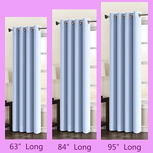 84 inch Long Charming Blue Color Windows Curtains 1 Panel Drapes, Thermal Insulated Solid Grommets Best Blackout Curtains for Bedroom Living Room (Long 84 inch x Wide 52 inch, Light Blue)