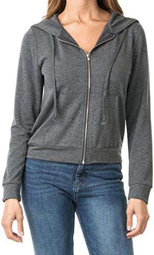 WeSeeFashion WSF Womens Active Soft Zip Up French Terry Hoodie Sweater Jacket With Pocket Charcoal 2XL