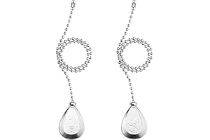 AIIGOU Ceiling Fan Pull Chain Set - 13.6 Inches Drop-Shape Pendant Fan Pull with Ball Chain Connector Included Light Pattern & Fan Pattern(Siver)