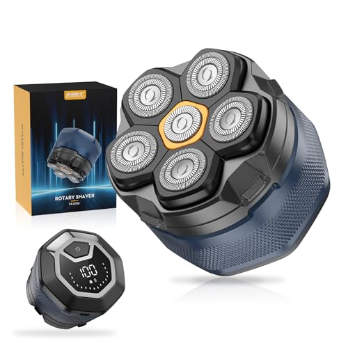 Bald Razor Men's Electric, Kibiy Head Shaver for Bald, IPX7 Waterproof Head Shaver for Bald, LED Display & Type-C Charge, Head Shavers, 6D Magnetic Head, Blue Grey