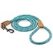Mile High Life Rope Leash with Genuine Leather Connection, 6 FT/5 FT/4 FT, Heavy Duty Leash for Medium & Large Dogs (Turquoise Green, 72 Inch)