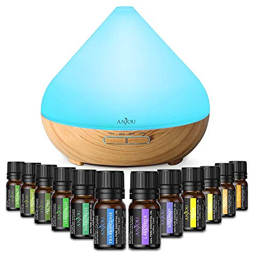 Anjou Essential Oil Diffusers Set, 300ML Ultrasonic Aroma Oil Diffuser