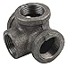 Gimiton 4 Pack 4 Way Pipe Fitting Malleable Iron DN20 3/4 Black Malleable Cast Iron Pipe Tee Fitting Industrial Steel Side Outlet Elbow 4-Way Fitting (DN20 3/4)