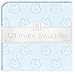 SwaddleDesigns Ultimate Winter Swaddle, X-Large Receiving Blanket, Made in USA, Premium Cotton Flannel, Baby Bunnie with Blue Trim (Mom's Choice Award Winner)