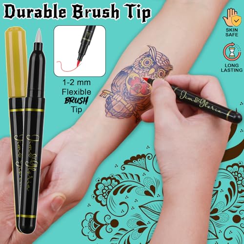 Jim&Gloria Skin Markers Temporary Tattoo Pen 10 Colors with Gold and Silver, Fake Body Paint Tattoos, Christmas Makeup, Face Painting Kit Teen Girl Gifts Trendy Stuff Adults Kids Birthday Gift