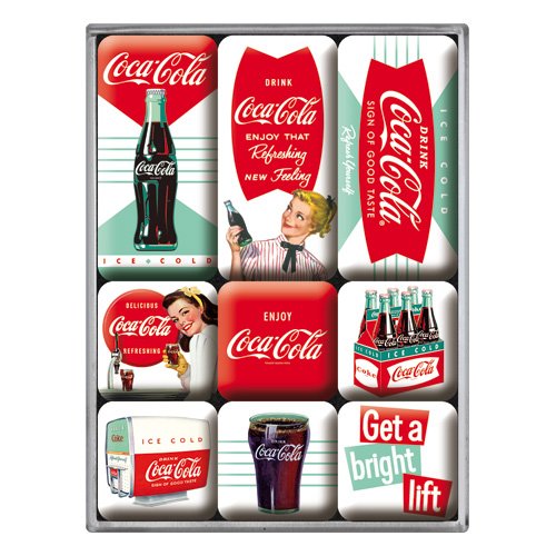 Coca Cola Diner set of 9 Mini Fridge Magnets in box (na)