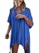 Jeasona Women’s Bathing Suit Cover Up Beach Bikini Swimsuit Swimwear Crochet Dress (Blue, M)