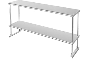 HARDURA RESTAURANT EQUIPMENT HARDURA Stainless Steel Overshelf 12X60 Inches, NSF Commercial Double Shelf for Prep Work Table in Restaurant, Home and Kitchen