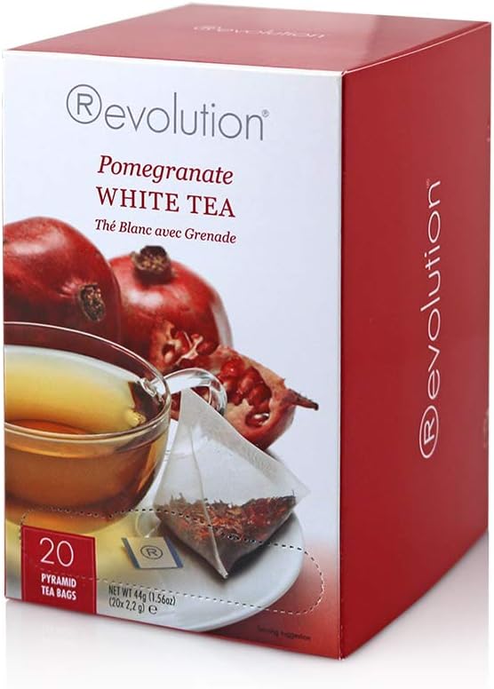 Revolution Tea - Pomegranate White Tea | Premium Full Leaf Infuser Teabags (20 Bags Each - 6 Pack)