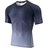 USKOY Men's Rash Guard T-Shirts UPF 50+ Baselayer Short Sleeve Skins Compression Performance Fit Tee