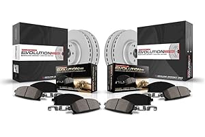 Power Stop CRK7574 Coated Brake Rotor and Ceramic Brake Pads- Front & Rear For Honda Civic 2016-2021 [Model Specific]